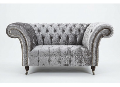 Armchair Upholstery Furniture Chesterfield Couch Textile Leather Fabric Sofa Single-seater Silver