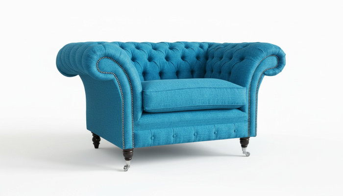 Blue sofa couch cushion Chesterfield seating textile fabric leather couches new