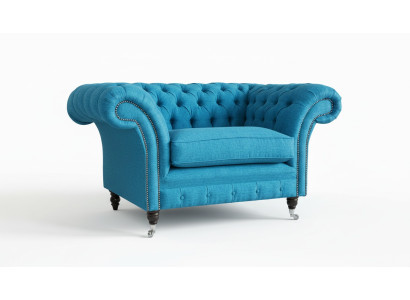 Blue sofa couch cushion Chesterfield seating textile fabric leather couches new