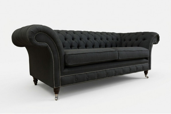 Black Modern Three-Seater Chesterfield Luxury Sofa