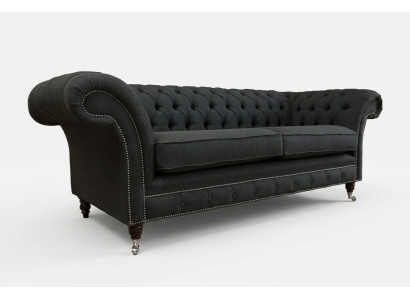 Black Modern Three-Seater Chesterfield Luxury Sofa