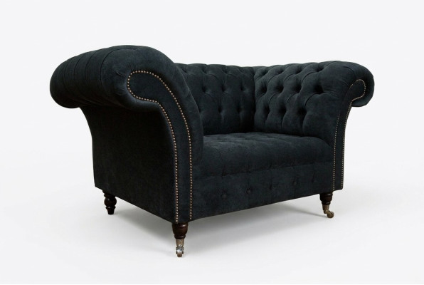 Black sofa couch padding Chesterfield seating furniture textile fabric leather couches new