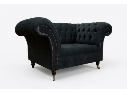Black sofa couch padding Chesterfield seating furniture textile fabric leather couches new