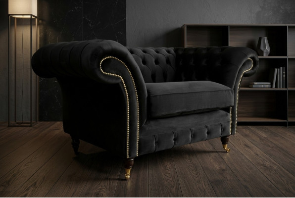 Chesterfield Design Fabric Couch Armchair 1.5 Seater Upholstered Sofas Lounge New Club