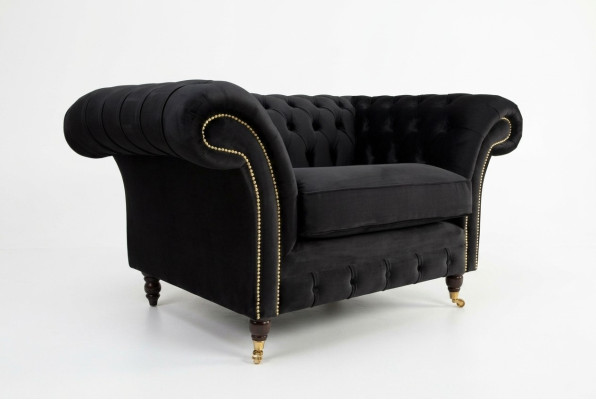 Chesterfield Design Fabric Couch Armchair 1.5 Seater Upholstered Sofas Lounge New Club
