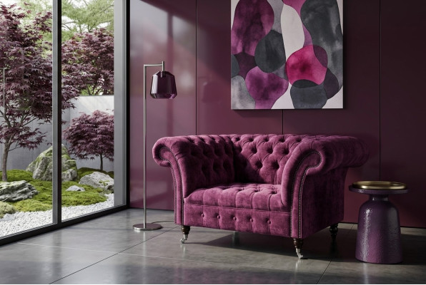 Armchair, couch, upholstery, sofa, textile, Chesterfield couches, 1.5-seater, Bordeaux, England