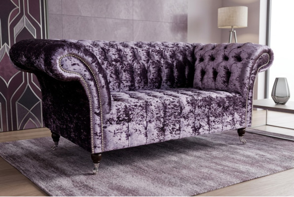 Chesterfield Upholstered Couch Fabric Sofas Sofa Seating Set Recline New 2-Seater