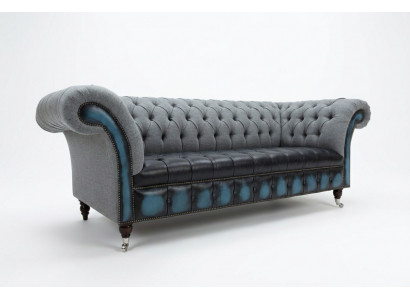 Designer Chesterfield gray sofas upholstered couches textile relax furniture