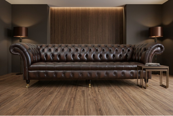 Classic Chesterfield Leather Upholstery Luxury Sofa Design Couch Sofas 4-Seater New