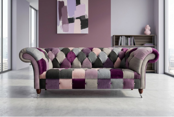 Design 3-seater upholstered sofa couch textile club sofa luxury seating furniture