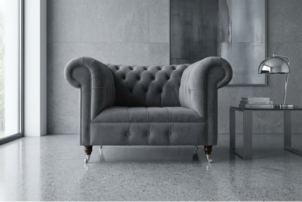 1 Seater Chesterfield Armchair Textile Upholstered Sofas Design Luxury Couch Fabric