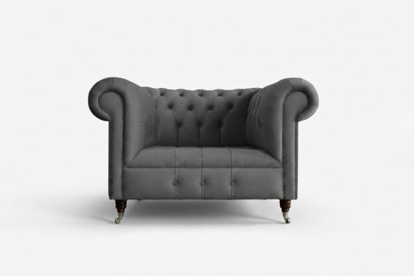 1 Seater Chesterfield Armchair Textile Upholstered Sofas Design Luxury Couch Fabric