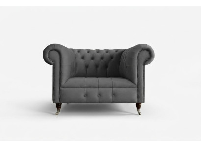 1 Seater Chesterfield Armchair Textile Upholstered Sofas Design Luxury Couch Fabric