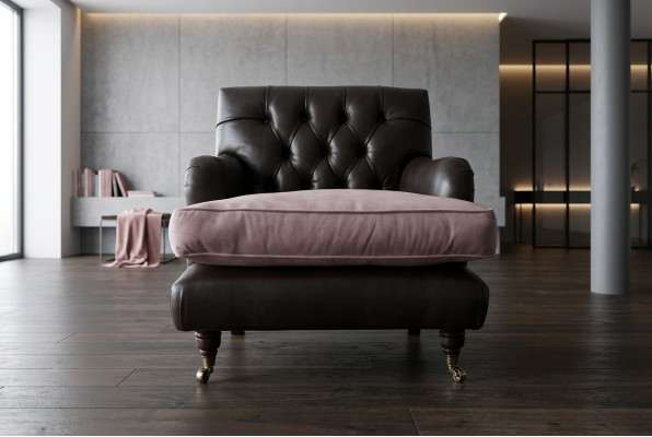 Armchair TV Seat Club Lounge Textile Leather Noble Design Chesterfield Upholstery
