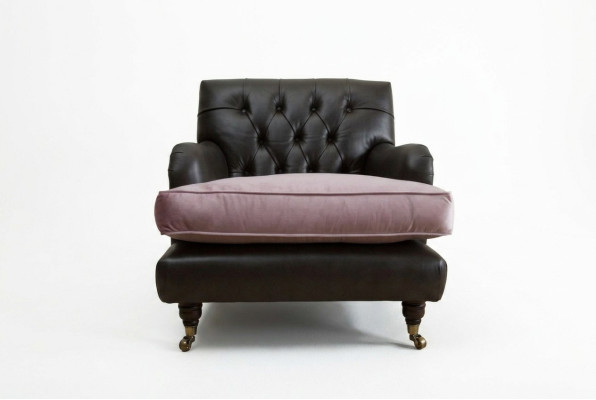 Armchair TV Seat Club Lounge Textile Leather Noble Design Chesterfield Upholstery