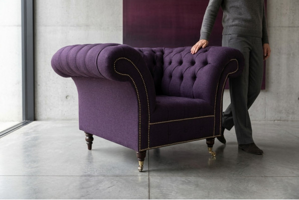 Chesterfield Velvet Upholstery Sofa Design Luxury Couch Sofa Purple New Single-Seater Armchair