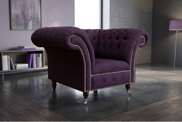 Chesterfield Velvet Upholstery Sofa Design Luxury Couch Sofa Purple New Single-Seater Armchair