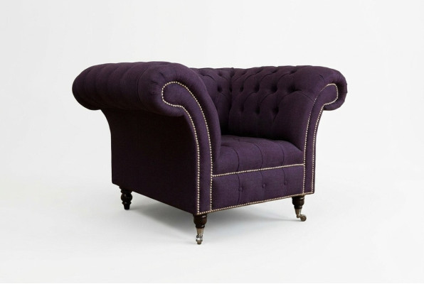 Chesterfield Velvet Upholstery Sofa Design Luxury Couch Sofa Purple New Single-Seater Armchair