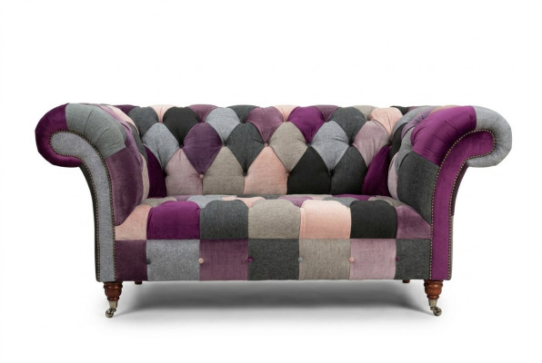 Chesterfield 2-seater sofa textile couch upholstery design colorful sofas