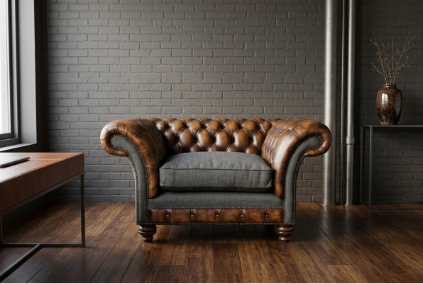 Chesterfield Design Fabric Couch Chair 1.5 Seater Upholstered Sofas Lounge New Club