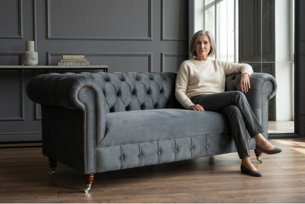 Modern gray three-seater luxury living room sofa