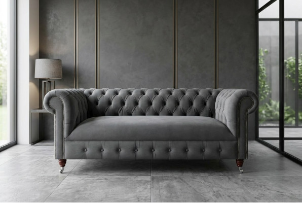 Modern gray three-seater luxury living room sofa