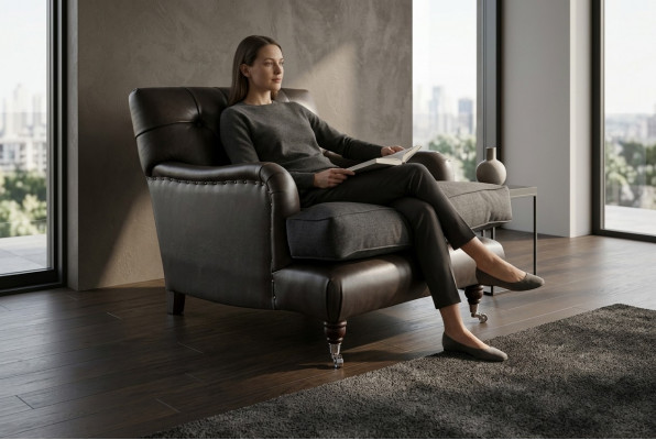 Armchair Club Lounge Designer Chair Upholstered Sofa 1 Seater Swivel Relax TV
