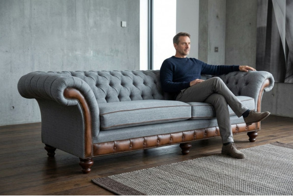 Chesterfield leather sofa fabric sofa couch upholstered living room custom-made