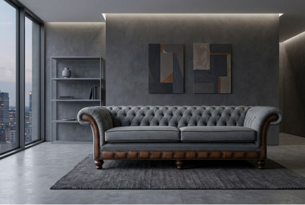 Chesterfield leather sofa fabric sofa couch upholstered living room custom-made