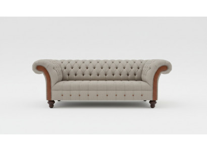 Gray Chesterfield Three-Seater Couch Upholstery Design Sofa Modern 3-Seater
