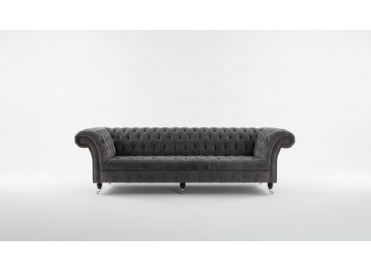Designer Chesterfield Gray Luxury Couch Sofa 4-Seater Fabric Sofa