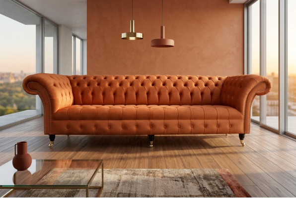 Sofa Upholstery Chesterfield Textile Sofas Design Luxury Leather Sofas 4-Seater 265cm