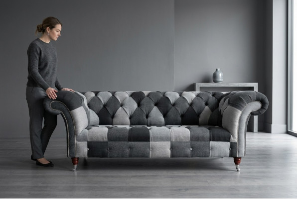 Sofa 3-Seater Couch Design Chesterfield Seating Suite Leather Textile Upholstery New