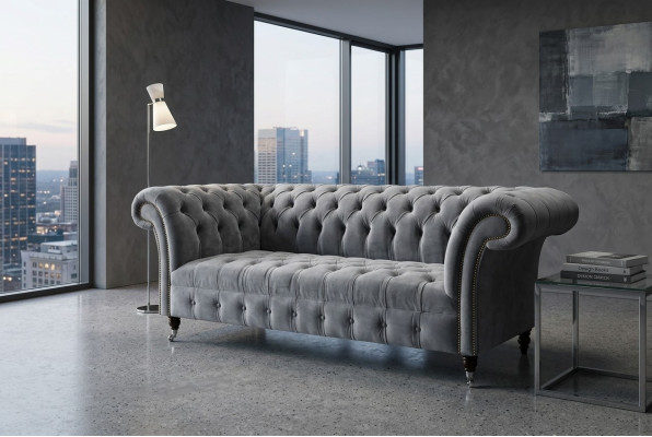 Classic Chesterfield Two-Seater Sofa Sofas Couch Leather Sofa Couches Fabric New