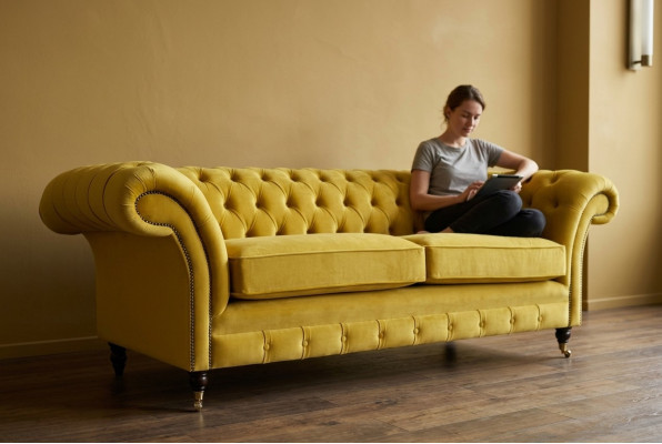 Chesterfield 3-seater designer sofa couch upholstered sofas couches fabric textile new
