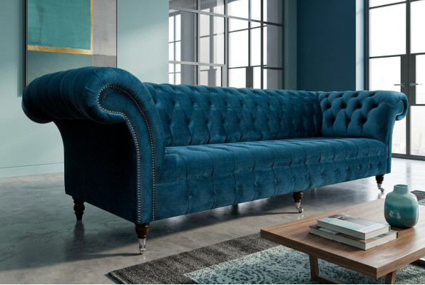 Design Chesterfield Sofa Set 4-Seater Fabric Couch Sofa Upholstered Sofas 265cm