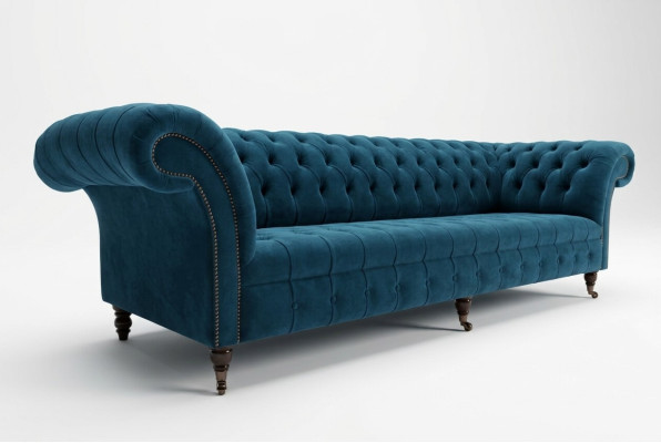 Design Chesterfield Sofa Set 4-Seater Fabric Couch Sofa Upholstered Sofas 265cm