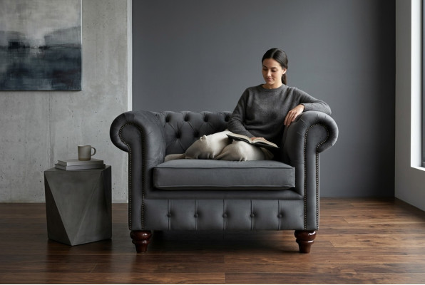 Chesterfield design armchair couch upholstery luxury textile armchairs 1-seater single-seater
