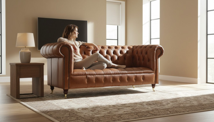 Chesterfield three-seater couch upholstered sofa design sofas couches leather couch new