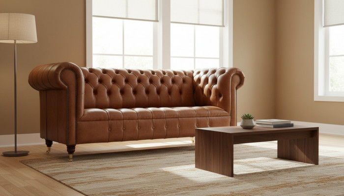 Chesterfield three-seater couch upholstered sofa design sofas couches leather couch new