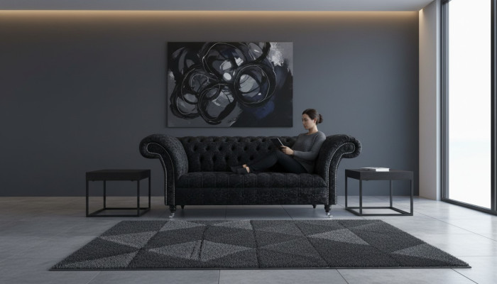 Luxury Chesterfield 2-seater couch upholstered sofa textile fabric set new couches