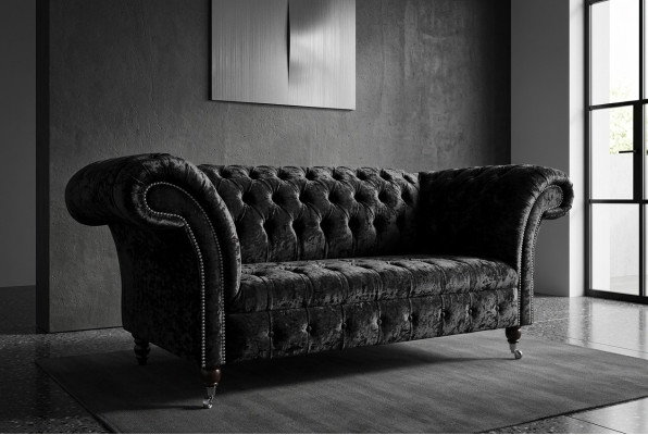 Luxury Chesterfield 2-seater couch upholstered sofa textile fabric set new couches