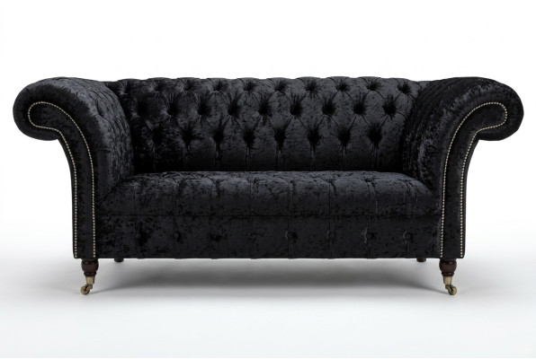 Luxury Chesterfield 2-seater couch upholstered sofa textile fabric set new couches