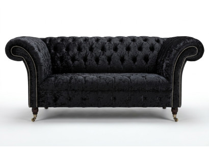 Luxury Chesterfield 2-seater couch upholstered sofa textile fabric set new couches