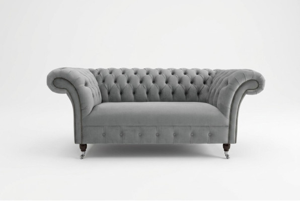 Chesterfield Luxury 2 Seater Couch Upholstered Sofa Fabric Textile Couches Set New