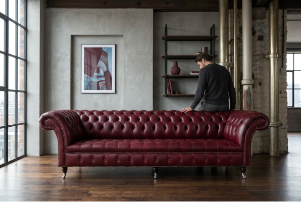 Chesterfield Design Sofa 4-Seater Couch Upholstery Luxury Classic Textile Sofas