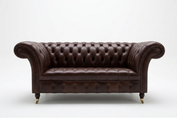 Classic Upholstered Furniture Chesterfield Brown Couch Fabric Leather Upholstery Sofa Seater