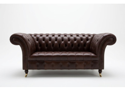 Classic Upholstered Furniture Chesterfield Brown Couch Fabric Leather Upholstery Sofa Seater