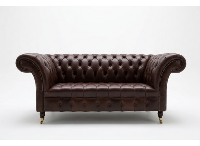 Classic Upholstered Furniture Chesterfield Brown Couch Fabric Leather Upholstery Sofa Seater