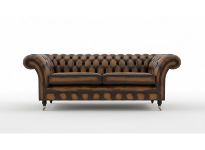 Noble Chesterfield Brown Three-Seater Luxury Upholstered Couches Designer Sofas